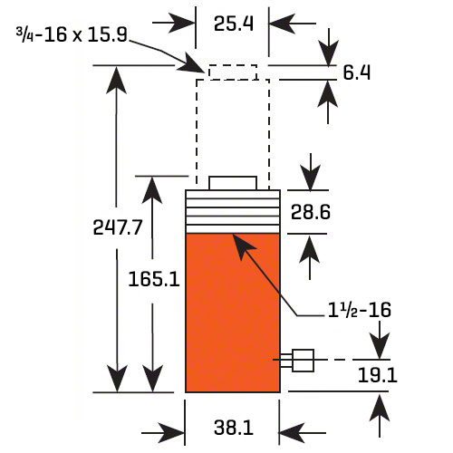 POWERTEAM HYDRAULIC CYLINDER | 5 TON | 3" ( 82.6mm ) STROKE